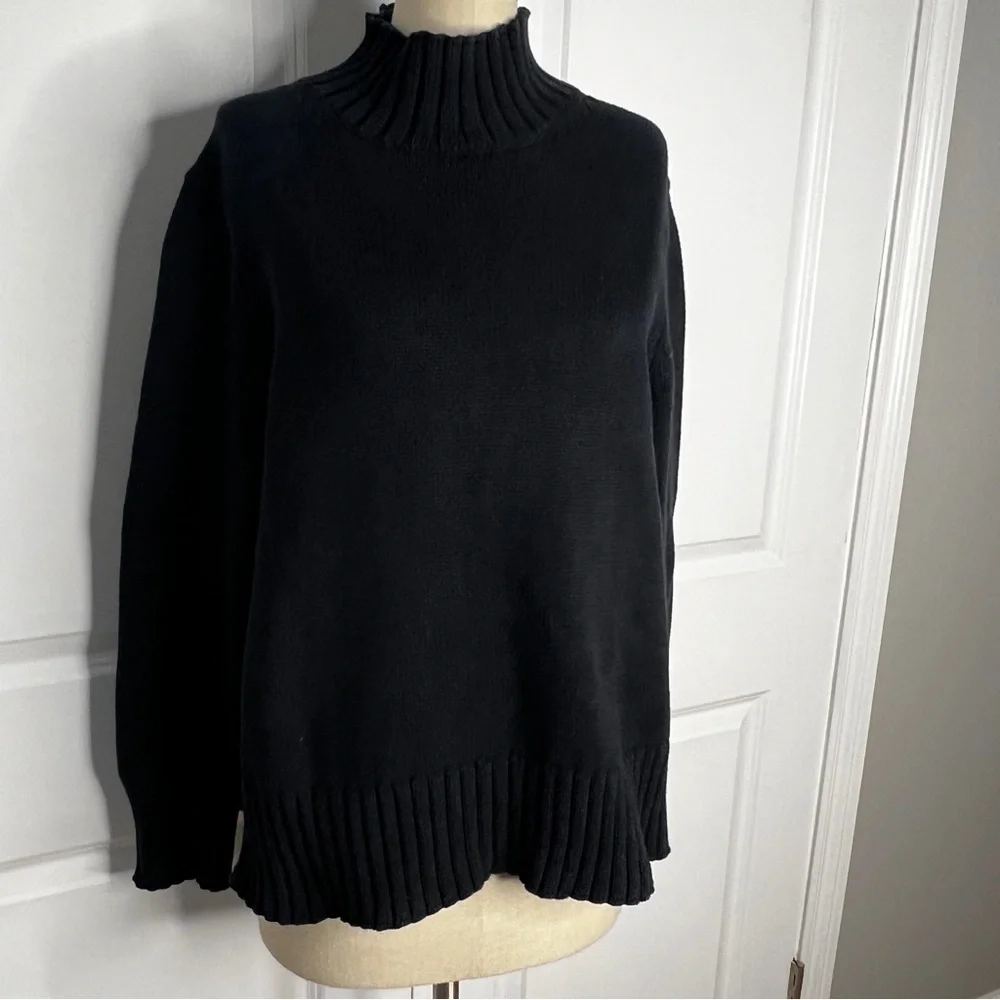 J. Crew Cotton turtleneck sweater Black Size Large